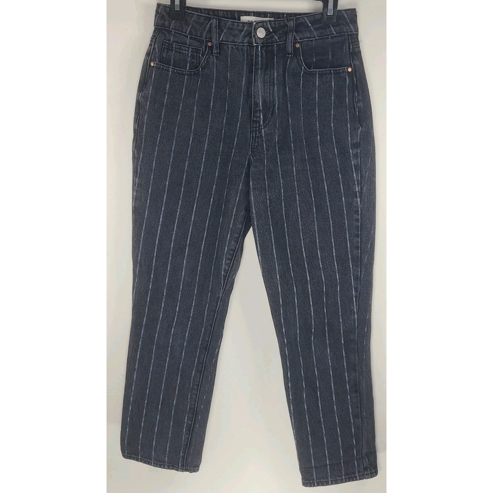 PacSun Pinstripe Mom Jeans Size 26 Black Vertical Stripe High Rise Denim